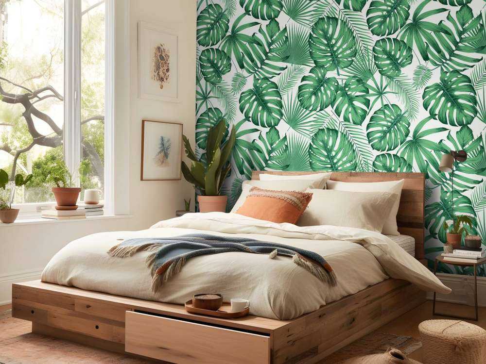 Motif Feuilles tropicales, vertes