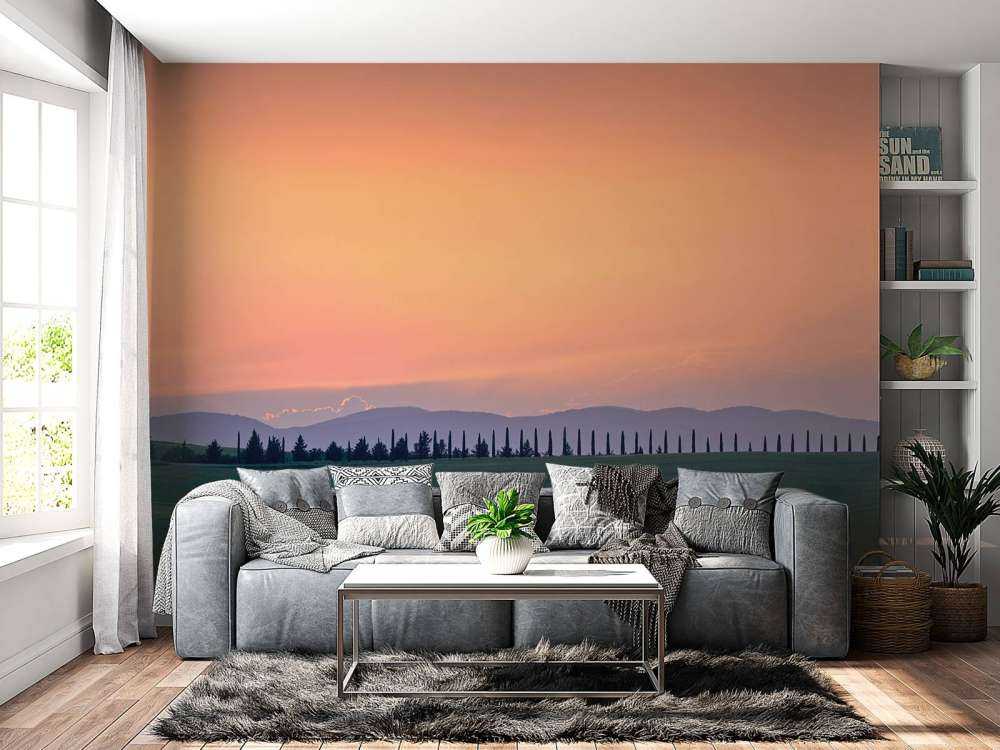 Paysage italien avec ciel orange