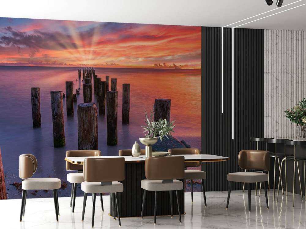 Plage rose orange