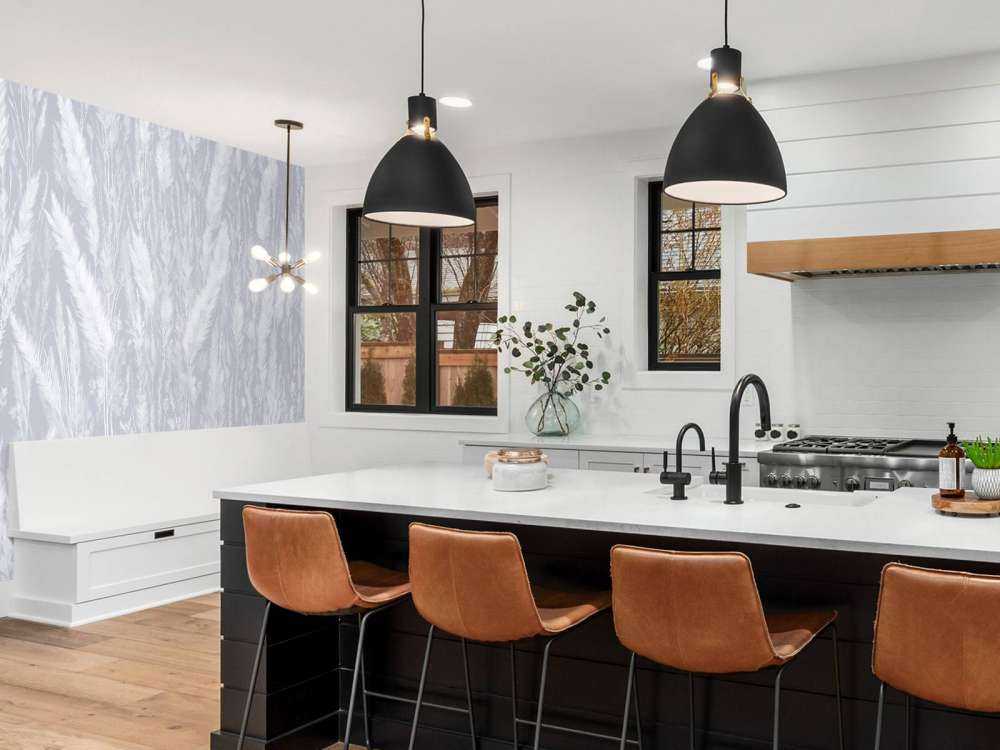 Mur de graminées des champs - bleu