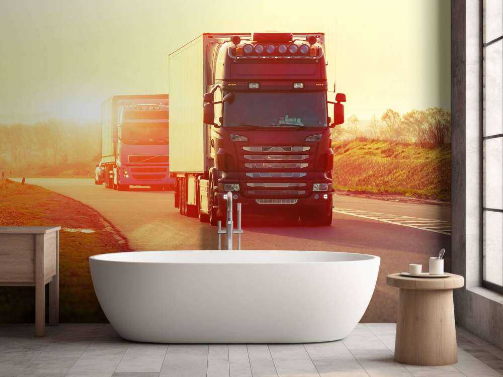 Camions sur une autoroute