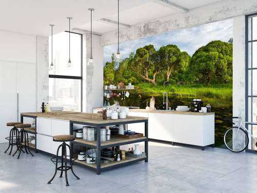 Arbres au bord d'un lac