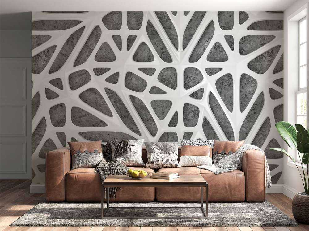 Motif blanc sur béton