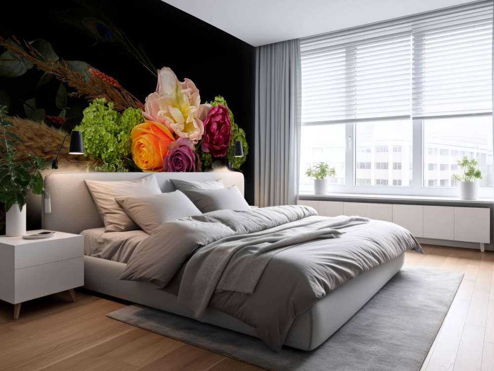 Guirlande de fleurs avec plume