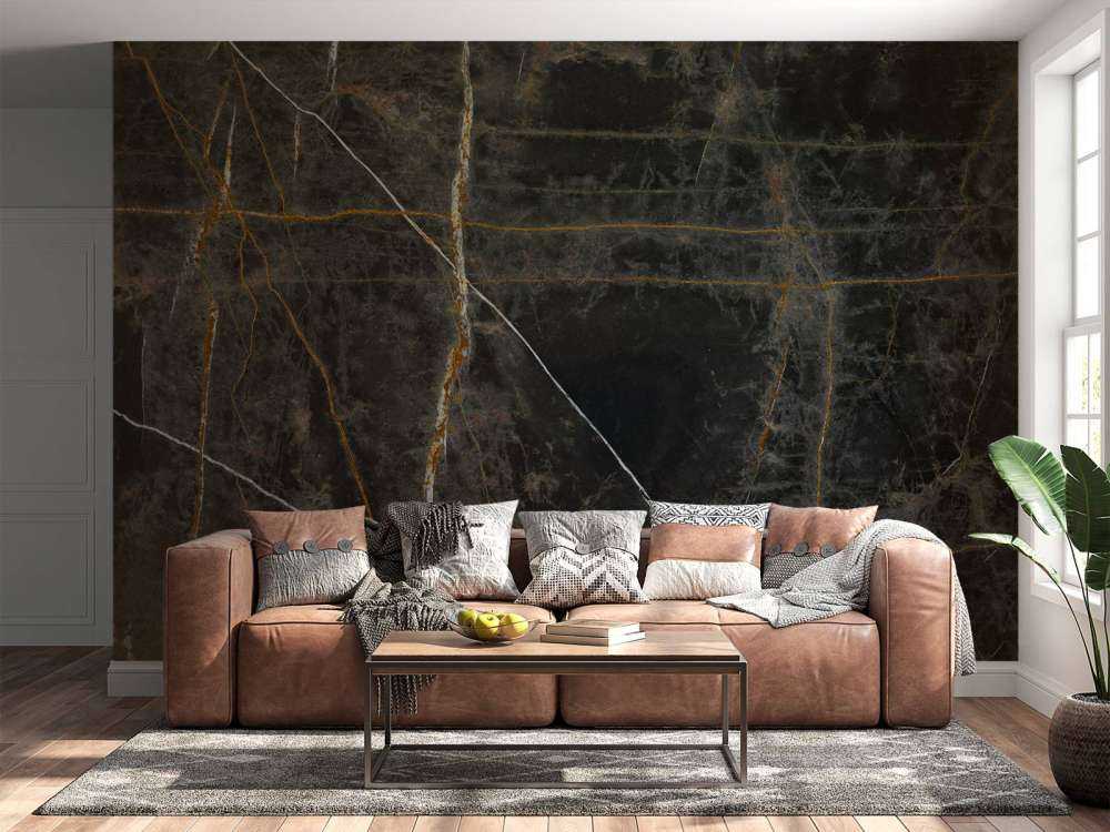 Marbre noir avec des tons de cuivre