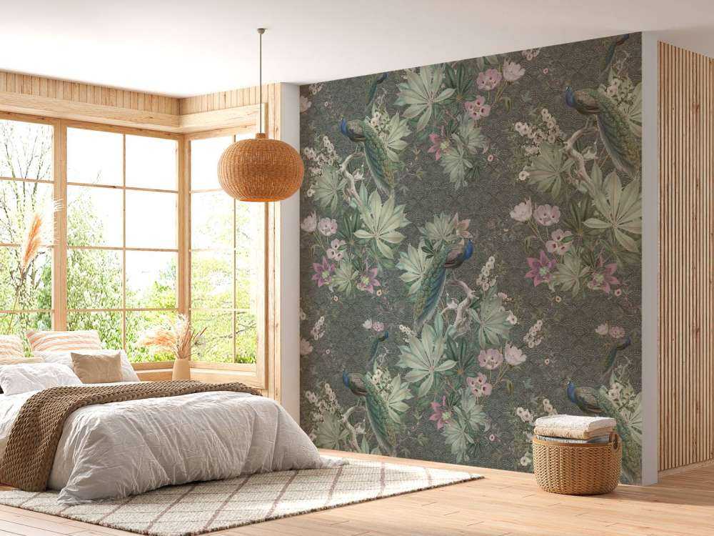 Paons de jardin vintage - vert foncé