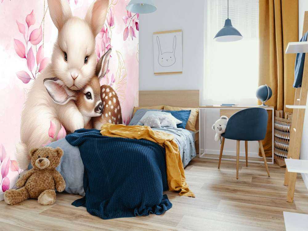 Lapin aimant et faon