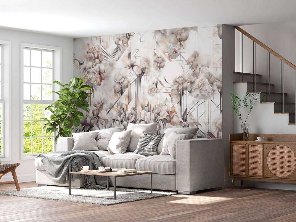 Immenses iris aquarelle sépia