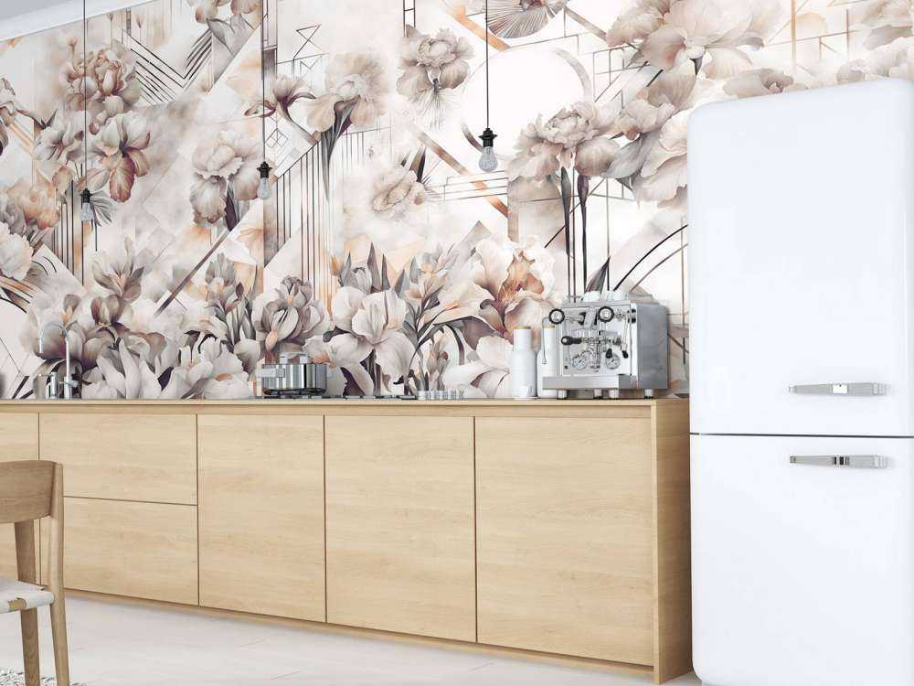 Immenses iris aquarelle sépia