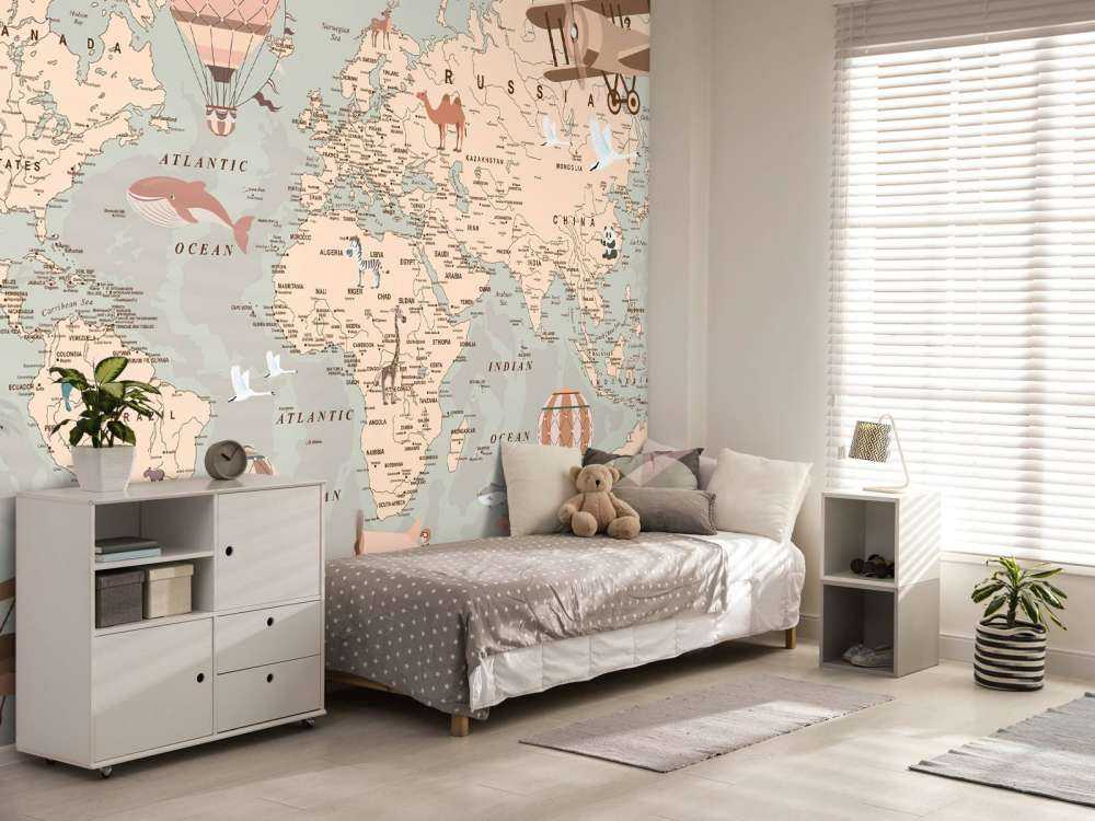Carte du monde beige