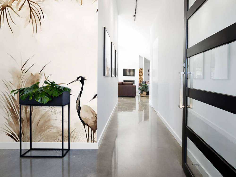 Grues dans le champ taupe