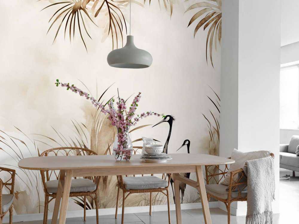 Grues dans le champ taupe