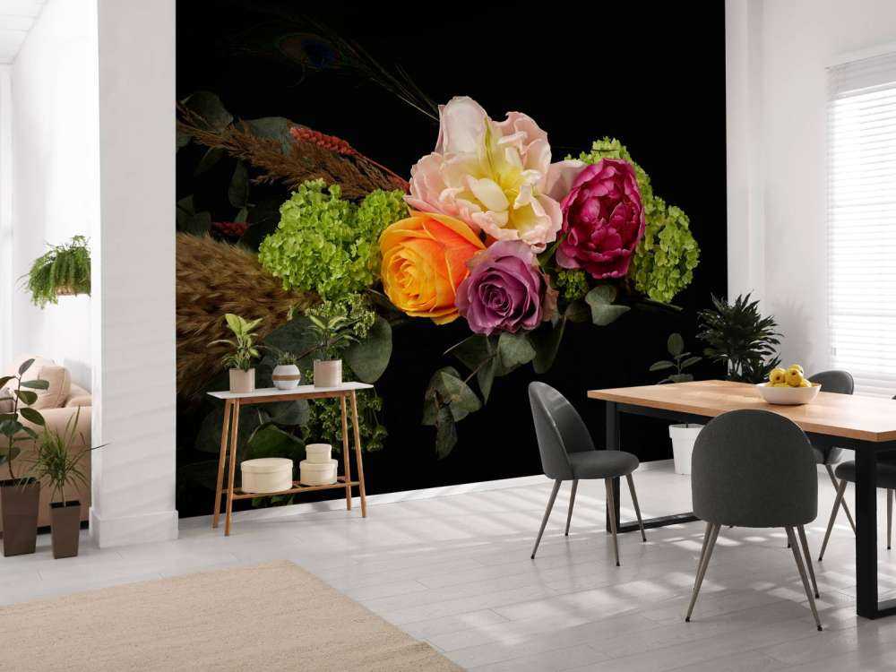 Guirlande de fleurs avec plume
