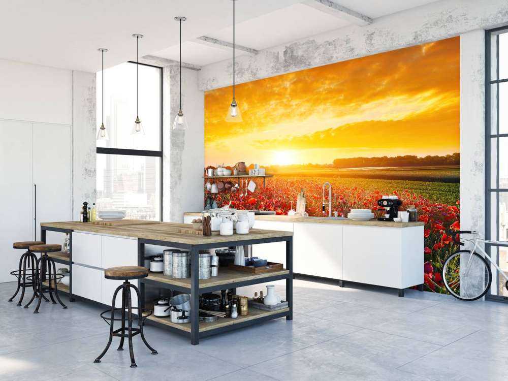 Coquelicots et coucher de soleil
