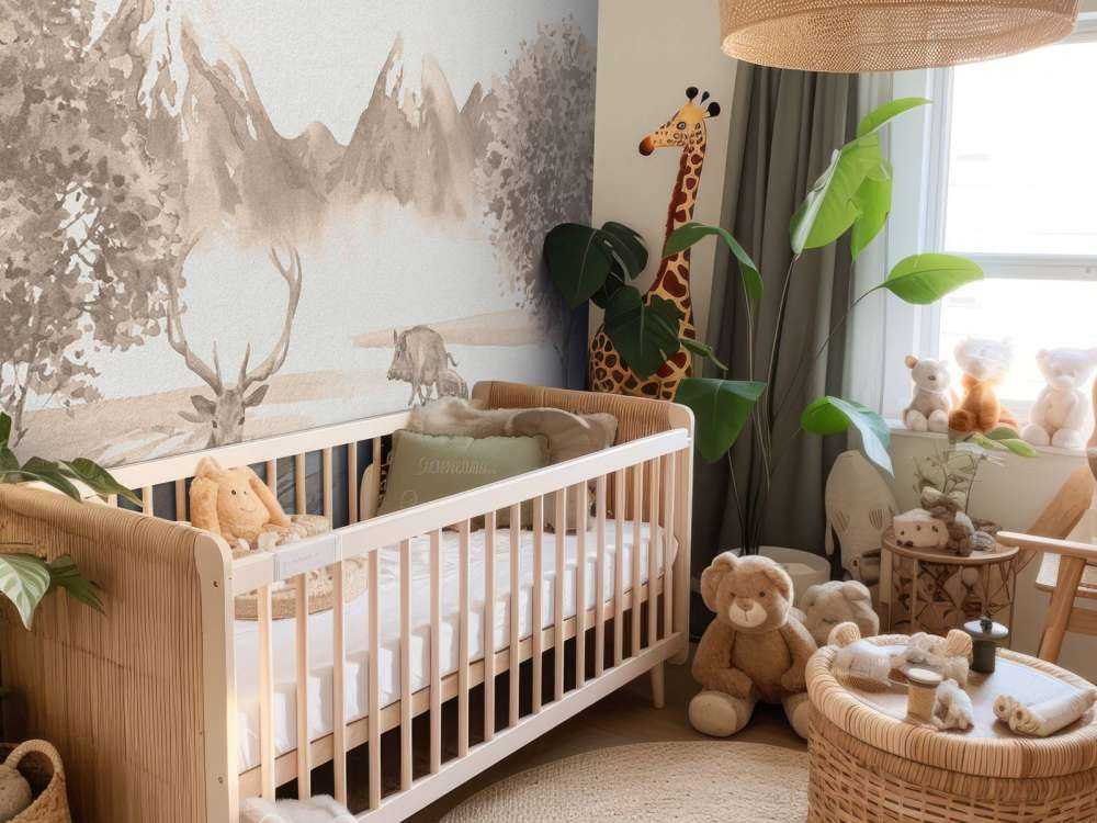 Forêt avec animaux en taupe