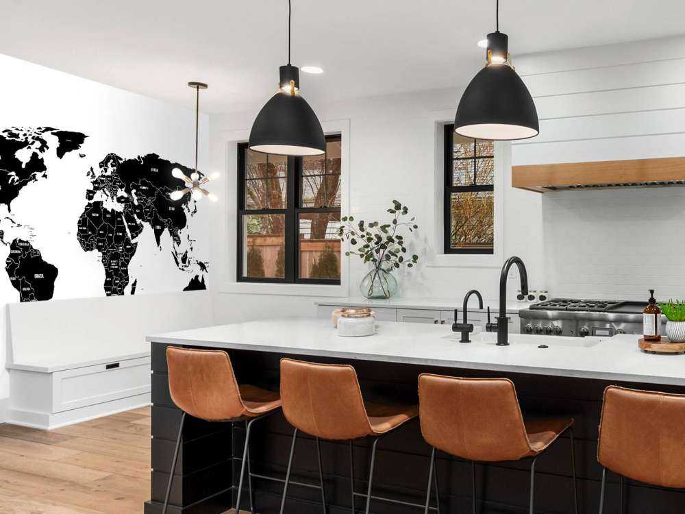 Carte du monde en noir