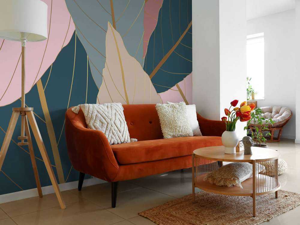 Feuilles tropicales avec or