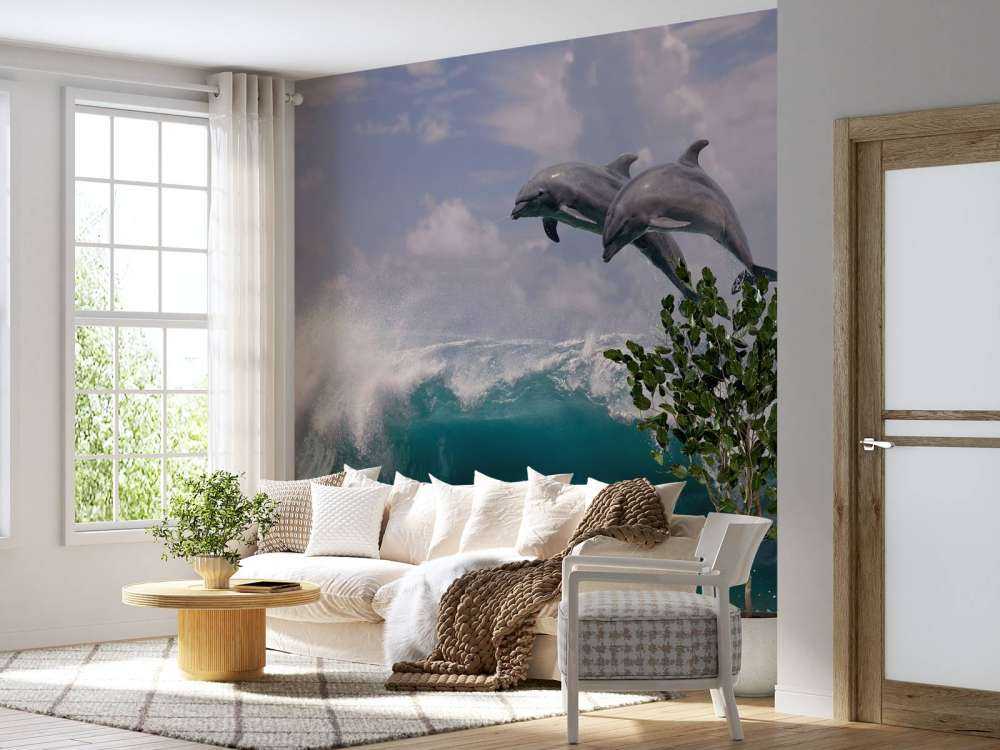 Dauphins et vagues