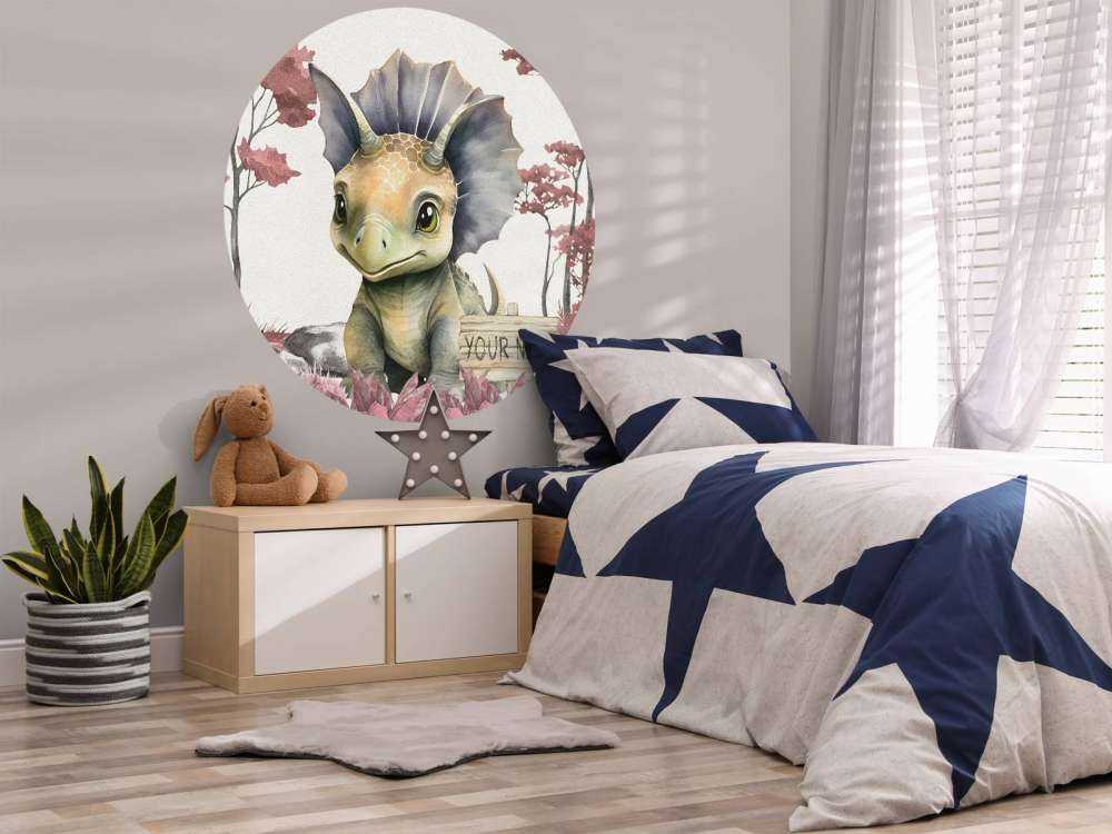 Bébé tricératops dans la jungle rose