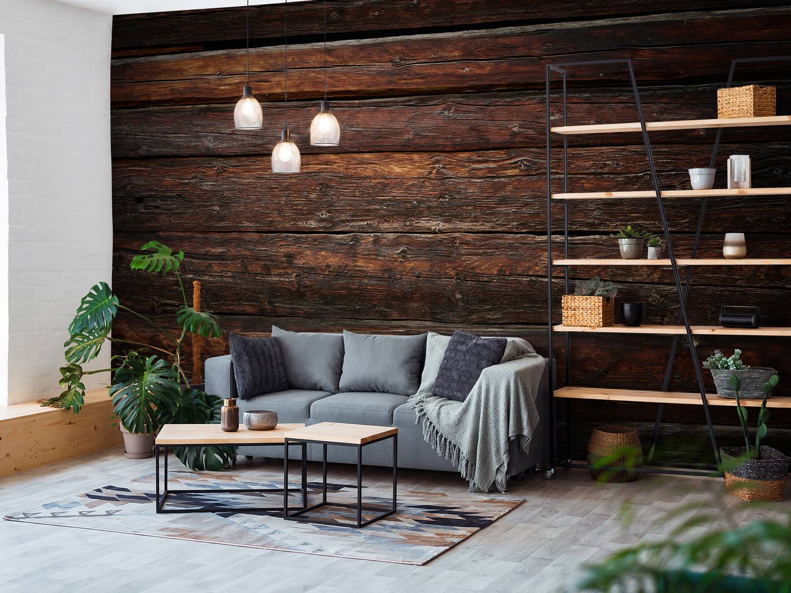 Mur en bois foncé
