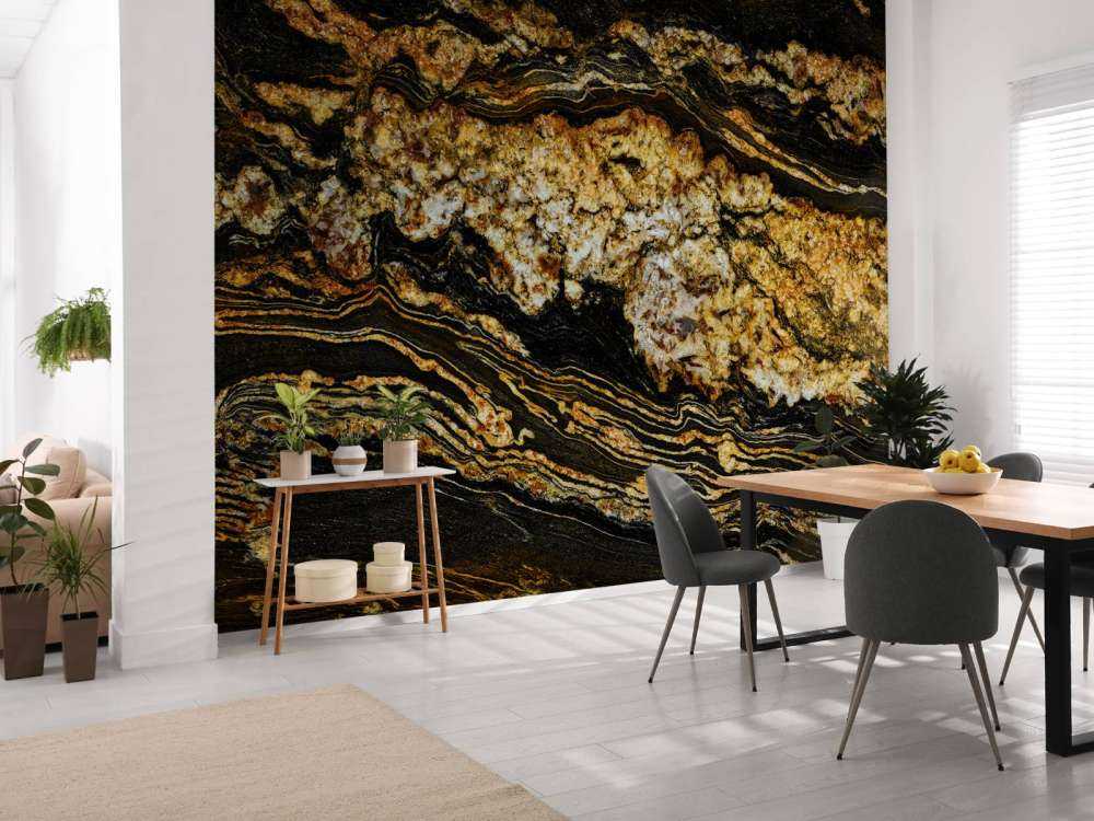Marbre noir doré