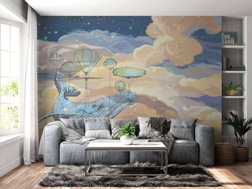 Baleine avec ses montgolfières