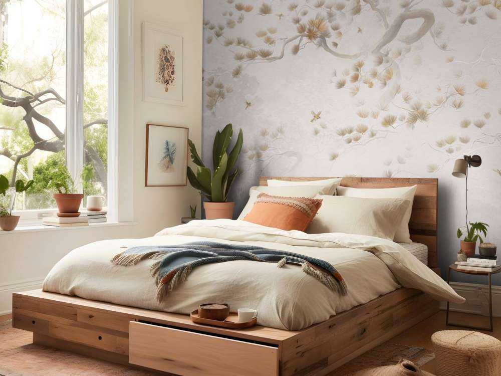 Art de l'arbre en fleurs - Beige