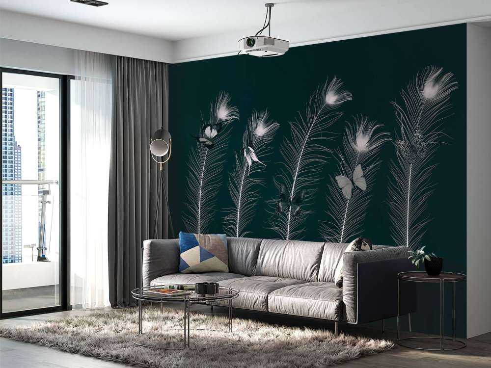 Papillons sur plumes de paon