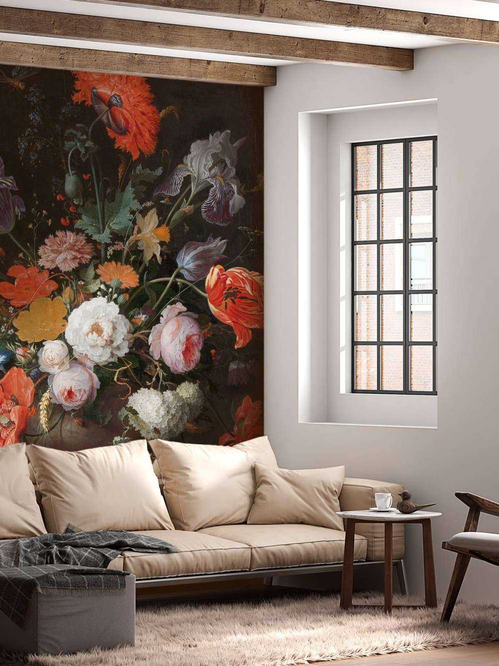 Nature morte avec des fleurs et une montre