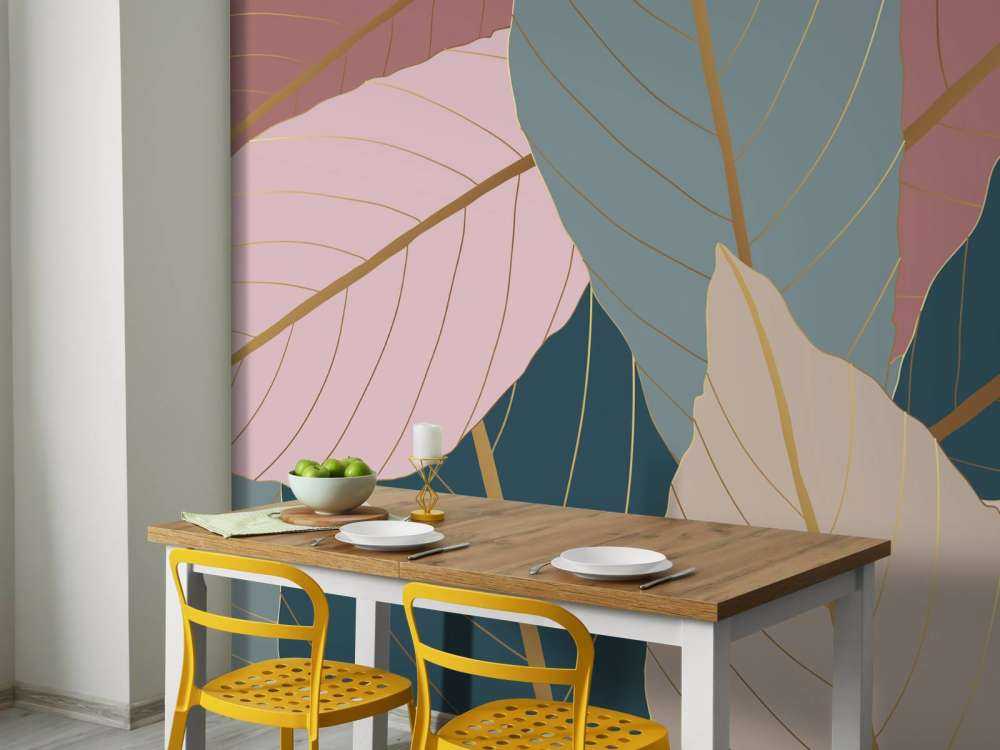 Feuilles tropicales avec or