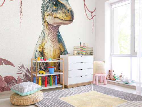 Bébé T-rex dans la jungle rose