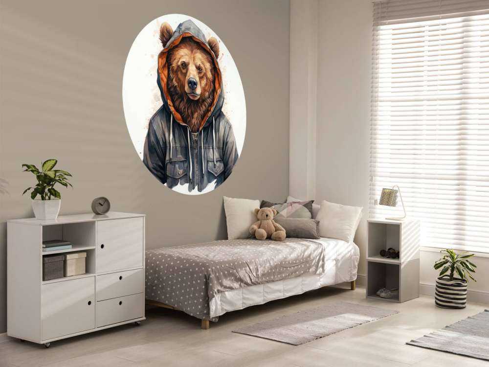 Ours Grizzly en Aquarelle avec un Sweat à Capuche