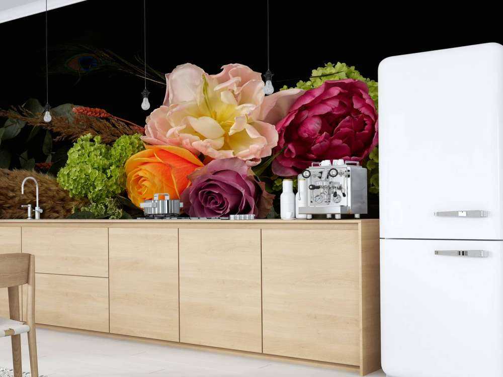 Guirlande de fleurs avec plume