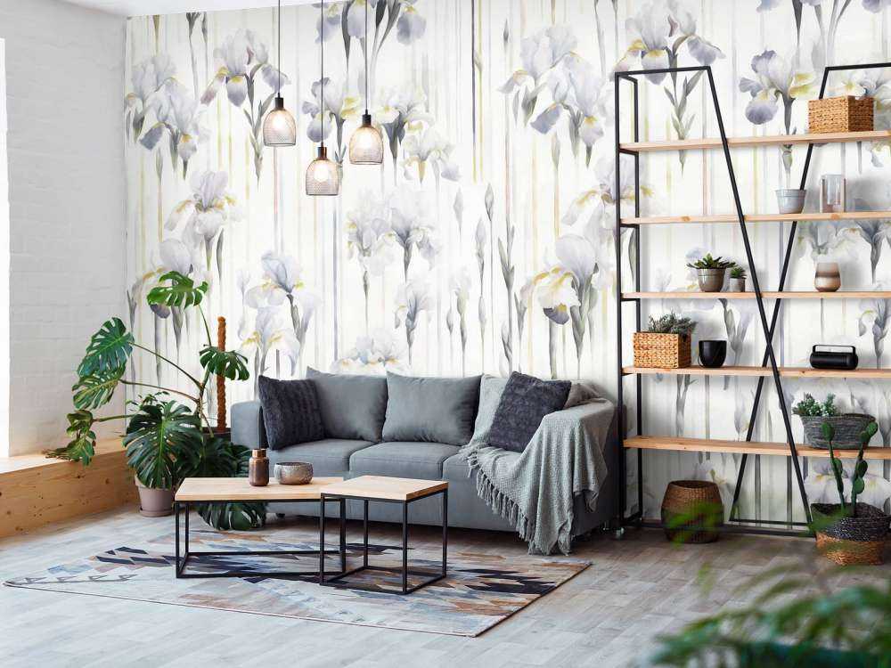 Iris et Rayures Gris Sans Couture