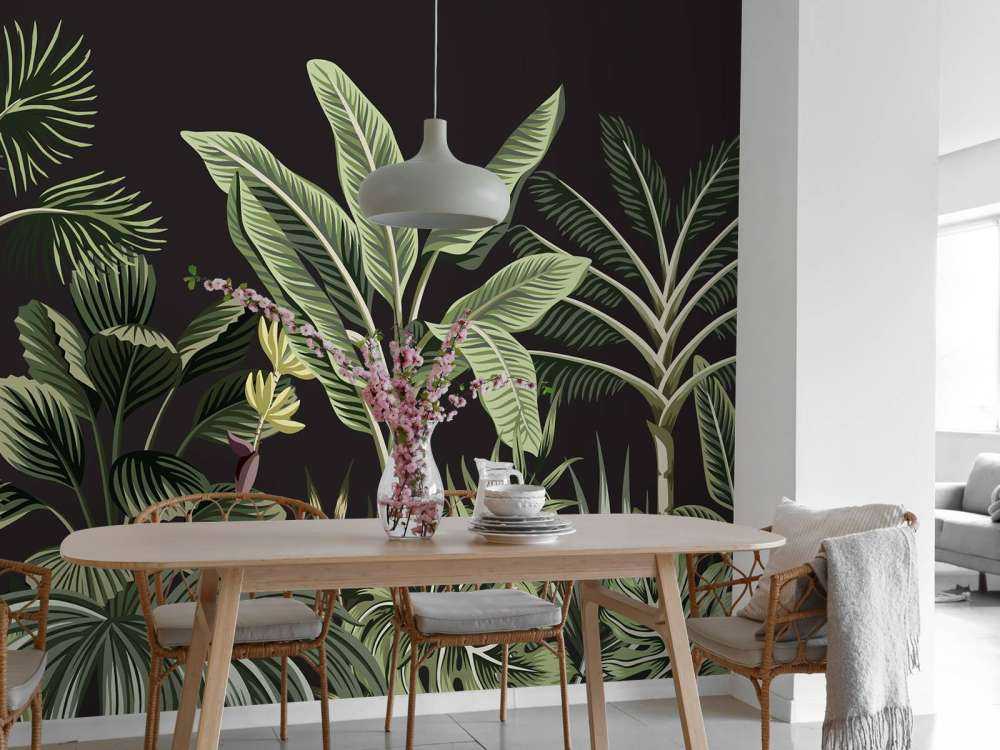Palmier tropical sur fond sombre