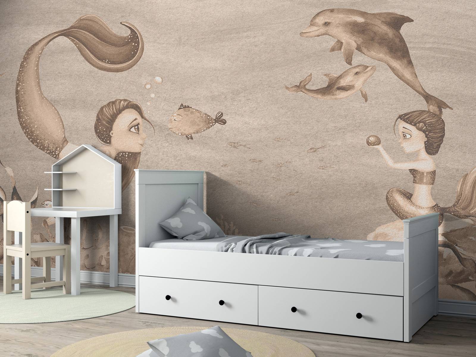 Monde de sirène en taupe