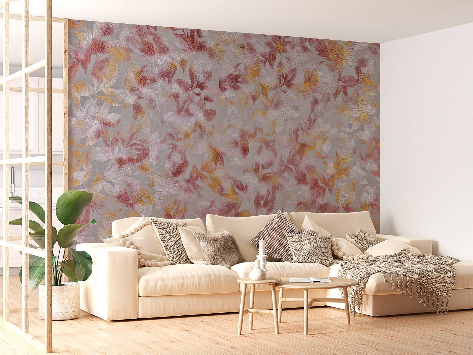 Fleurs sur fond gris