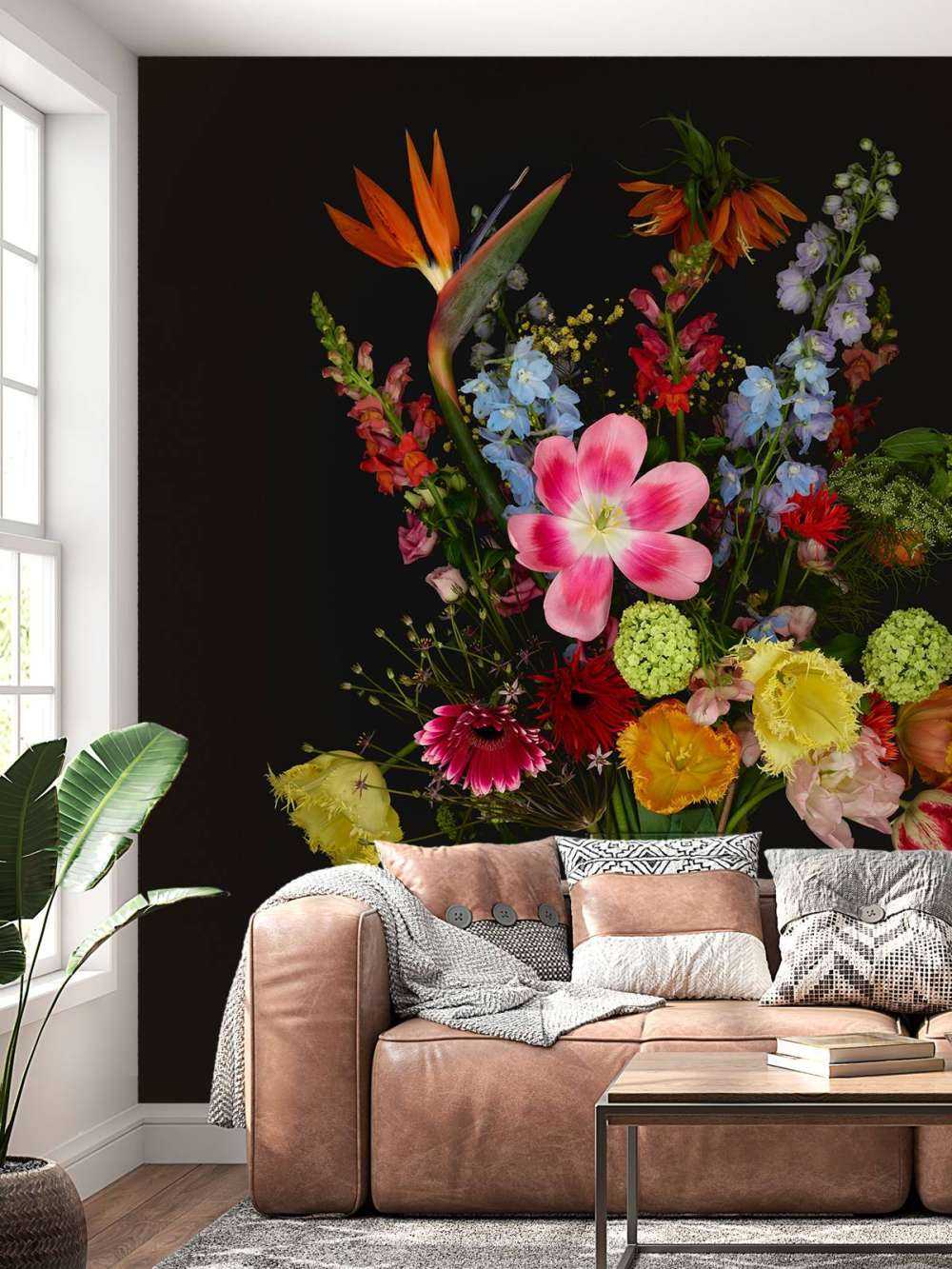 Bouquet de fleurs dans un vase en verre
