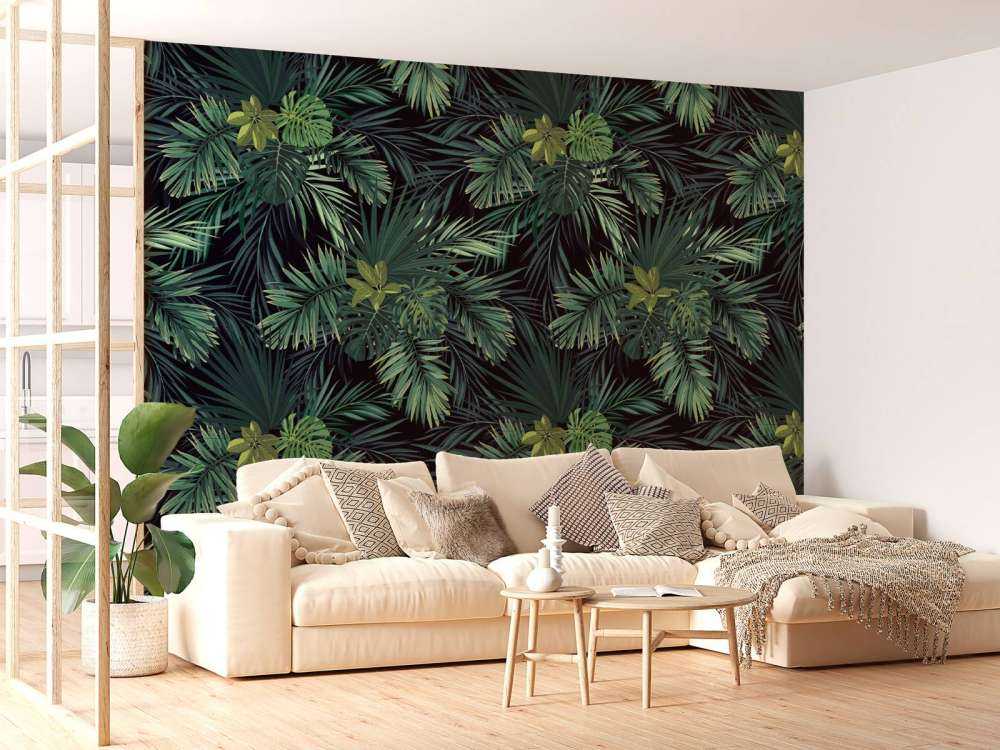 Motif avec belles feuilles vertes