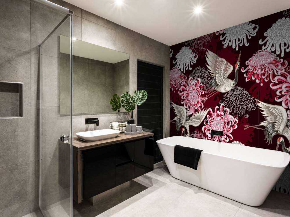 Motif de grue rose