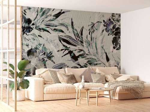 Fond floral bleu canard