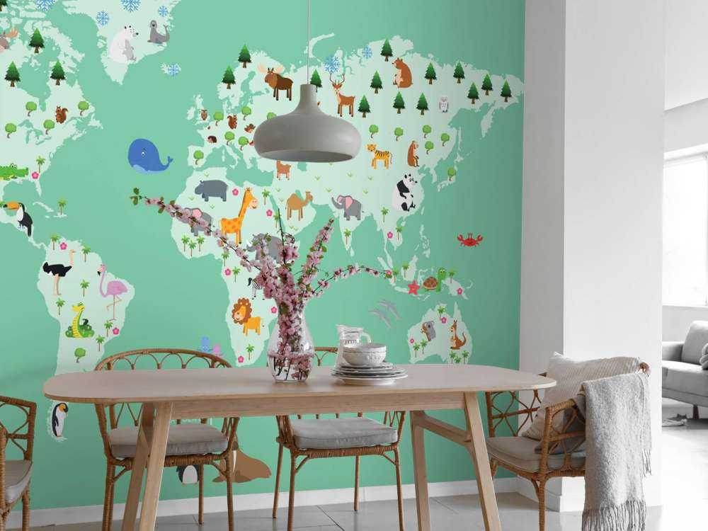 Carte du monde pour les enfants en vert