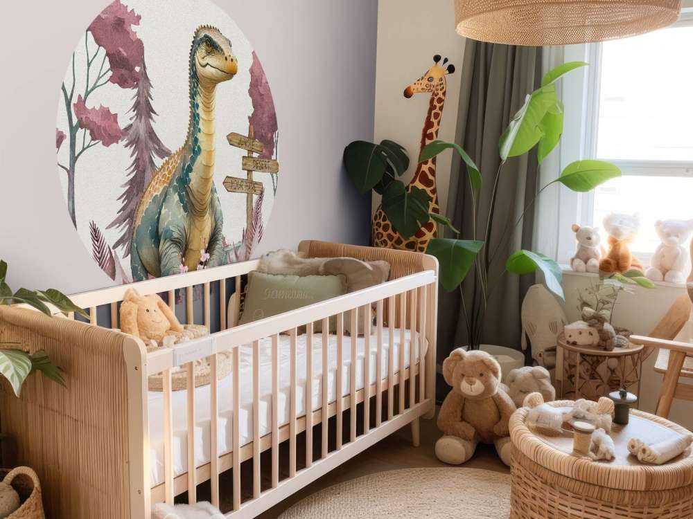 Bébé brachiosaure dans la jungle rose