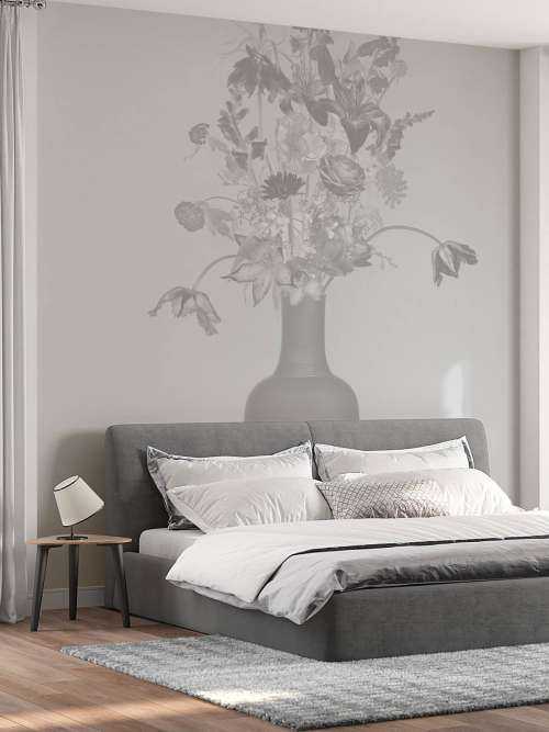 Généreux bouquet de fleurs noir et blanc