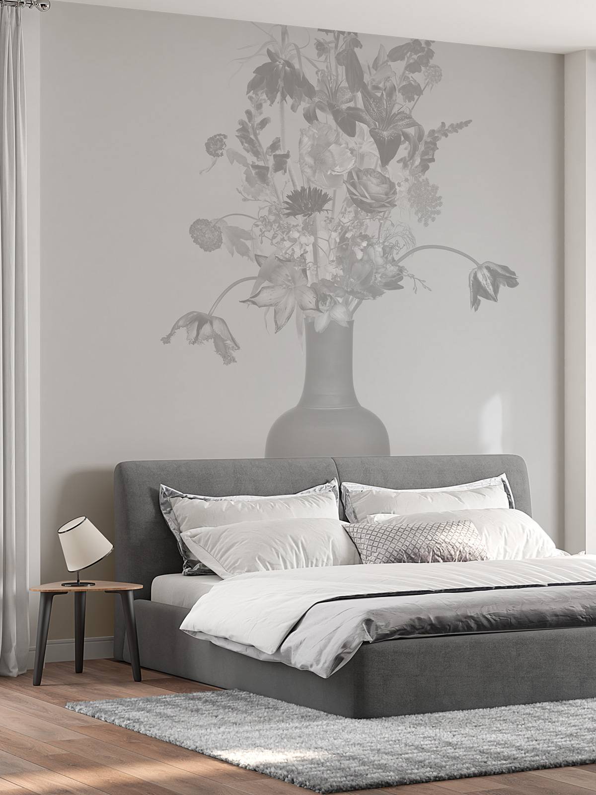 Généreux bouquet de fleurs noir et blanc
