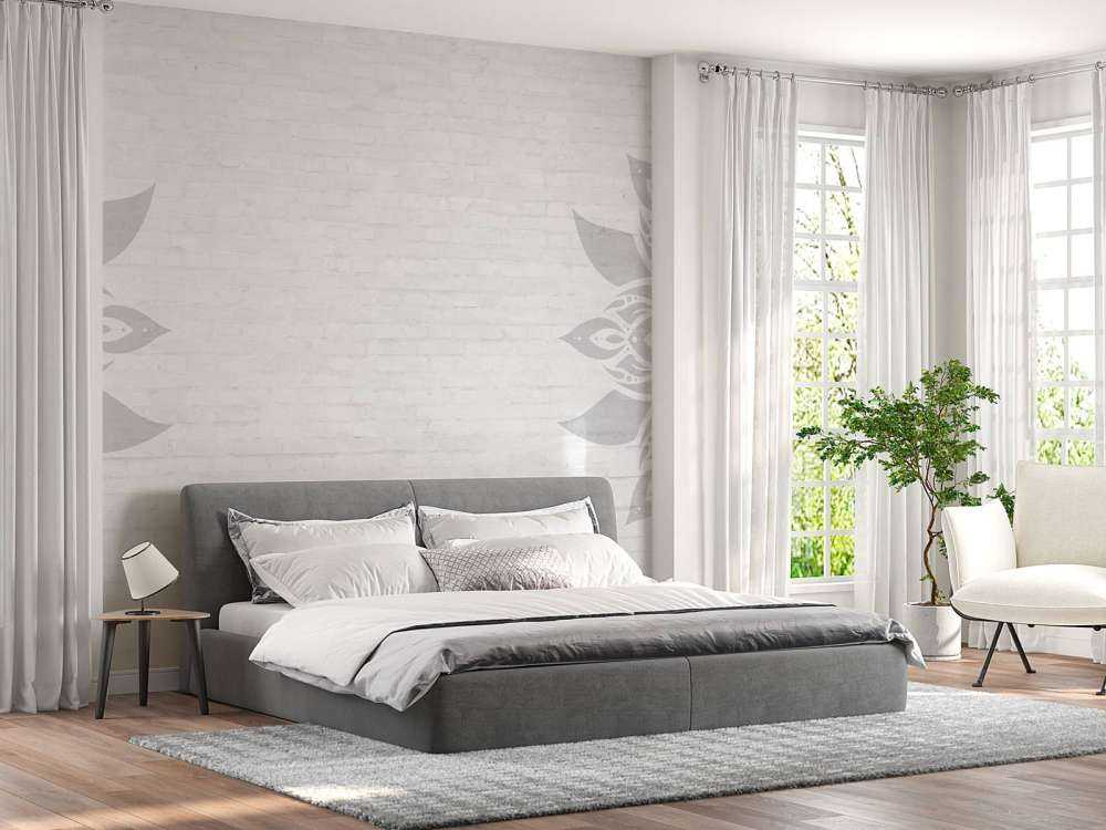 Mandala gris blanc fleuri