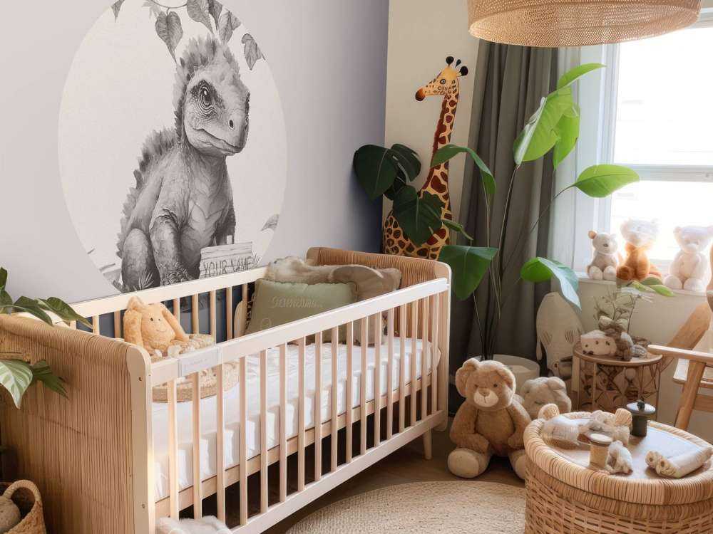 Bébé ankylosaure dans la jungle beige