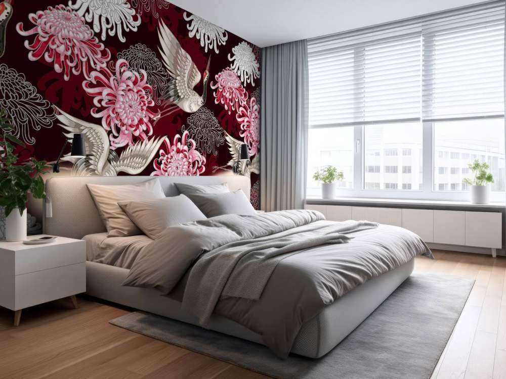 Motif de grue rose