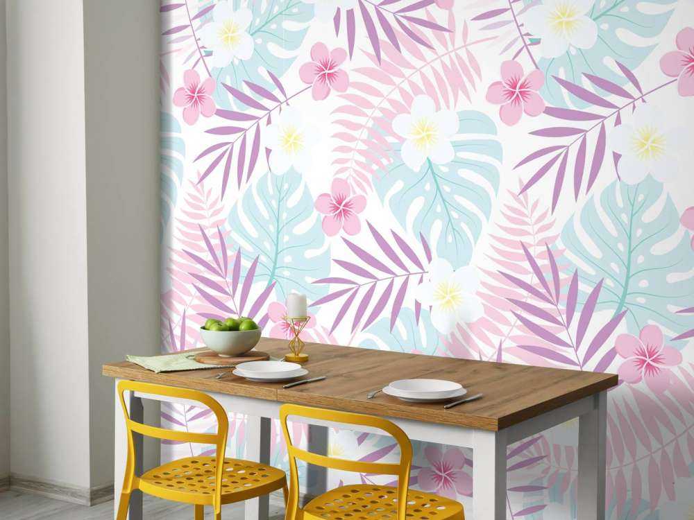 Fleurs et feuilles pastel