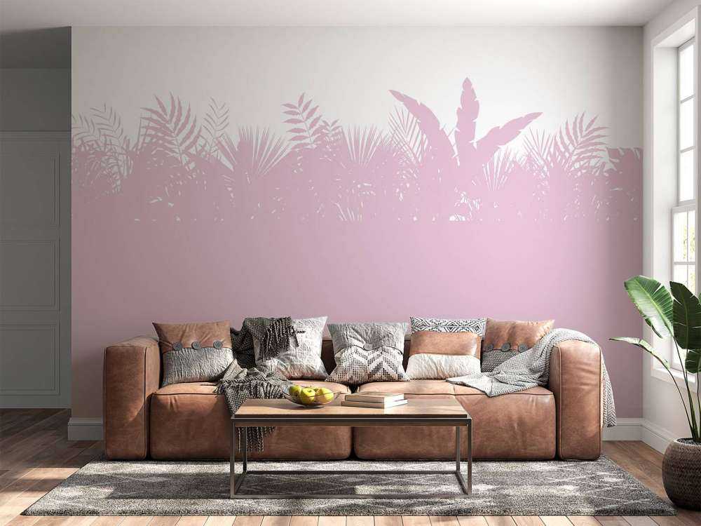 Silhouettes feuilles de palmier, rose